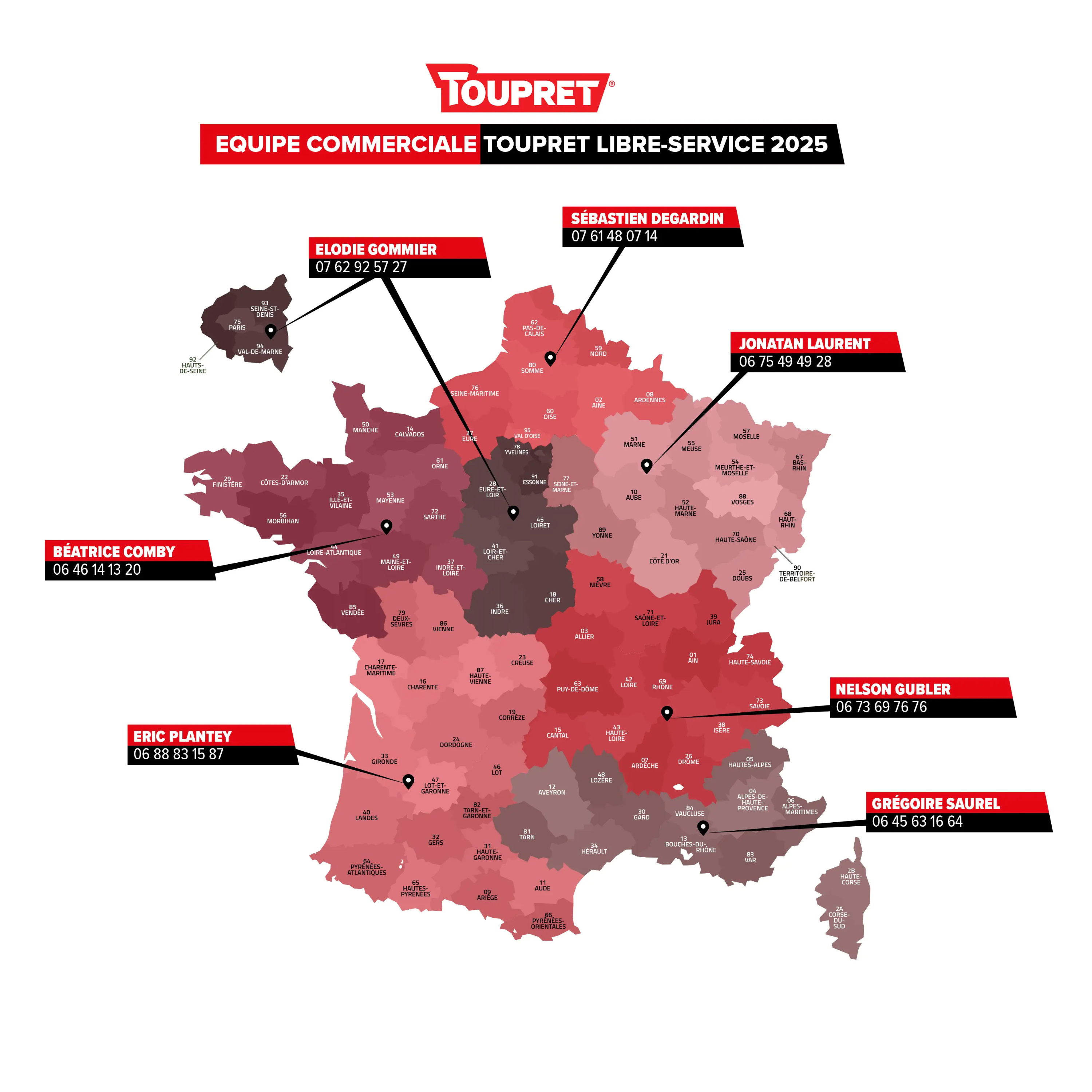 Carte Toupret - Equipe commerciale LIBRE SERVICE 2025